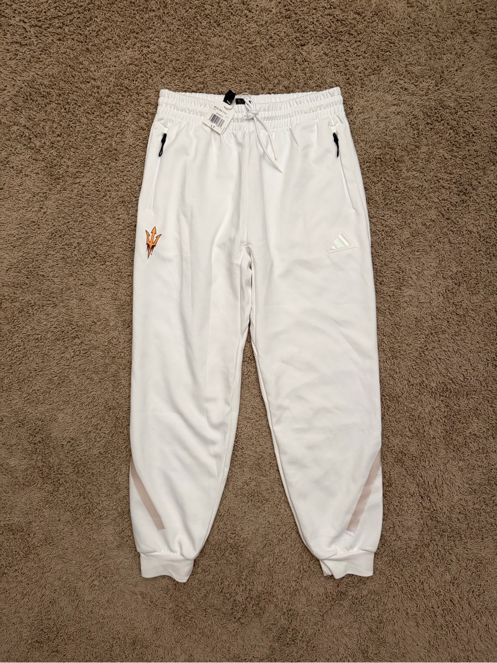 NEW Adidas Arizona State Sun Devils ZNE Joggers Pants White Men’s Sz Large Tall